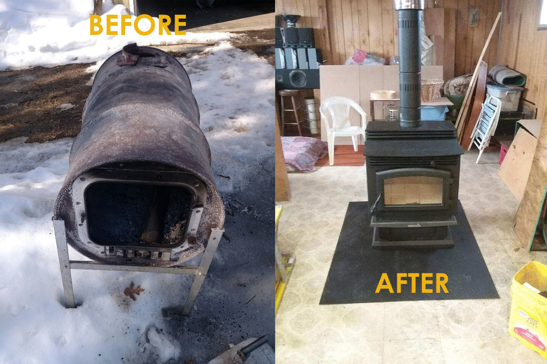 Wood Stoves before/after